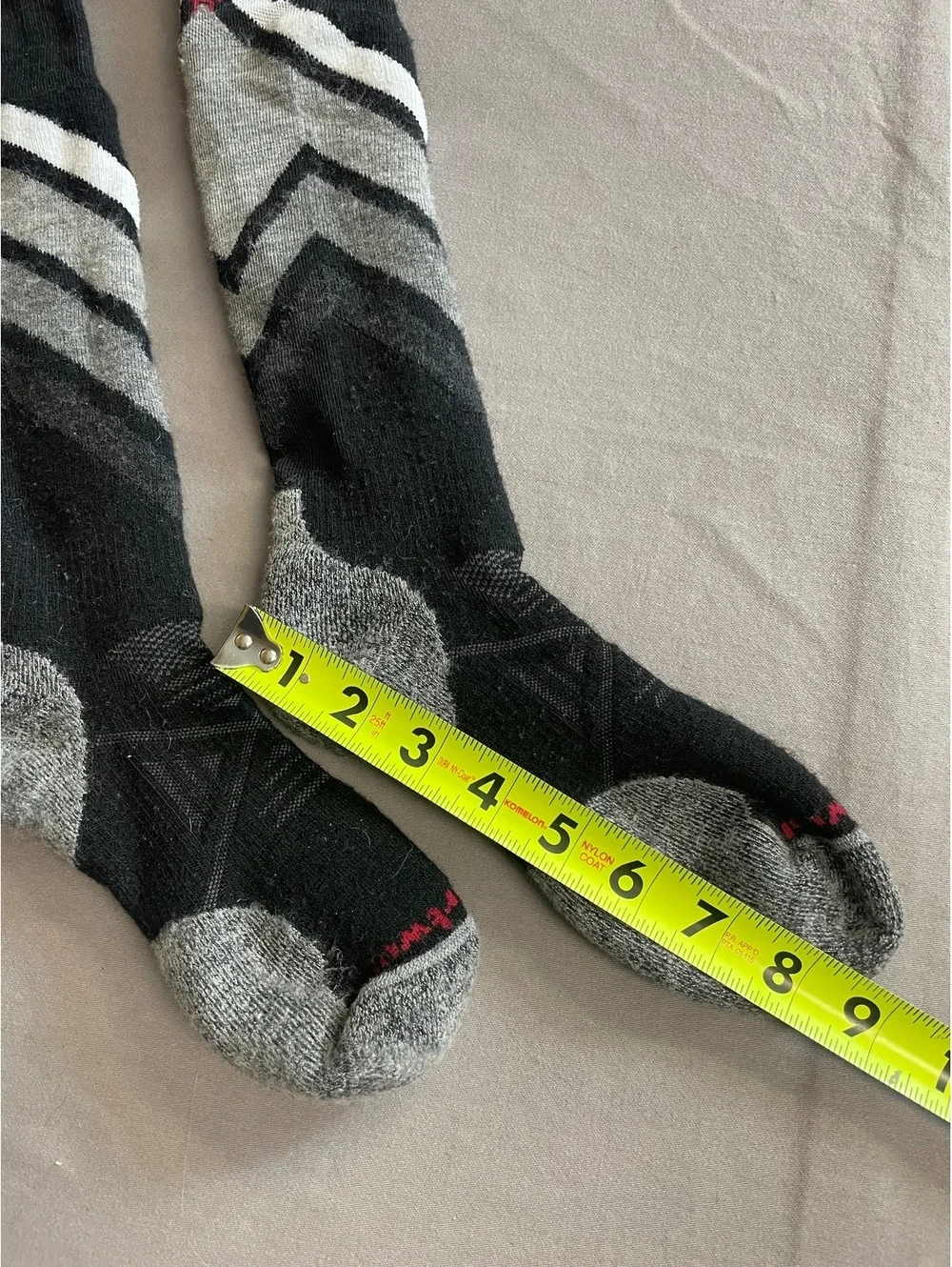 Smartwool PhD Ski Medium Pattern Socks with a gray & white chevron pattern top